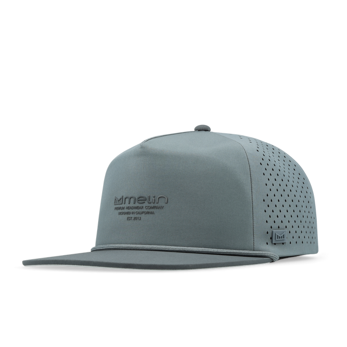 The front, angled view of the melin Coronado Hydrolite  Split Crushed Fit in  Stormy Blue