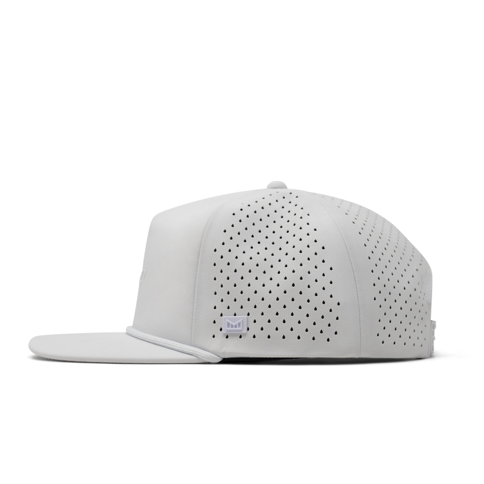 The side view of melin's Coronado Hydrolite snapback hat in White