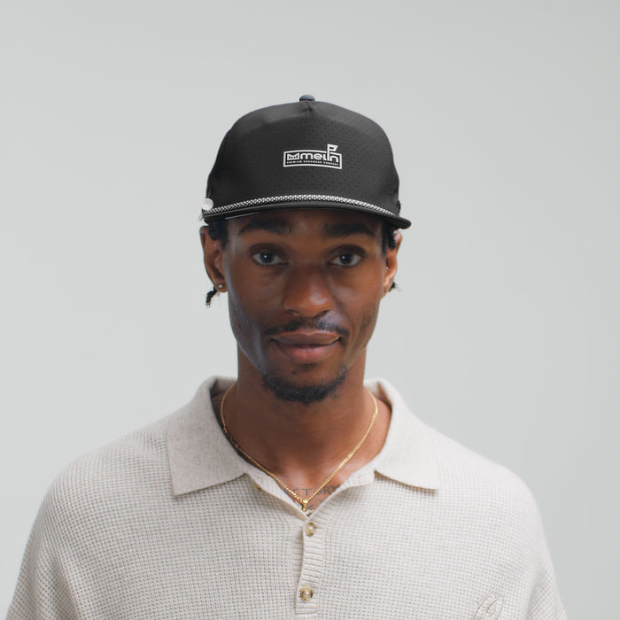 The model-image of the melin Split Crushed Fit Coronado Links Hydro hat in black