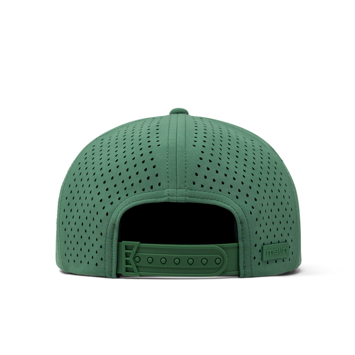 The back view of the melin Coronado Links Hydro  Split Crushed Fit in  Green Argyle