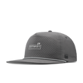 The angled view of the melin Split Crushed Fit Coronado Links Hydro hat in grey