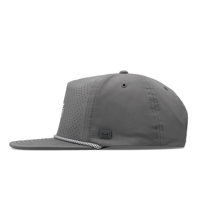 The side view of the melin Split Crushed Fit Coronado Links Hydro hat in grey