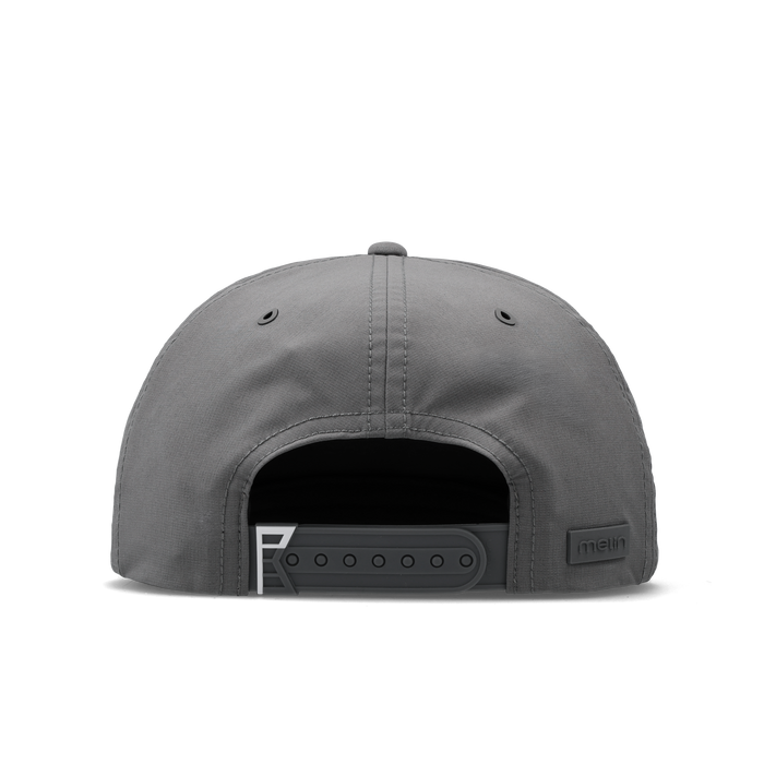The back view of the melin Split Crushed Fit Coronado Links Hydro hat in grey