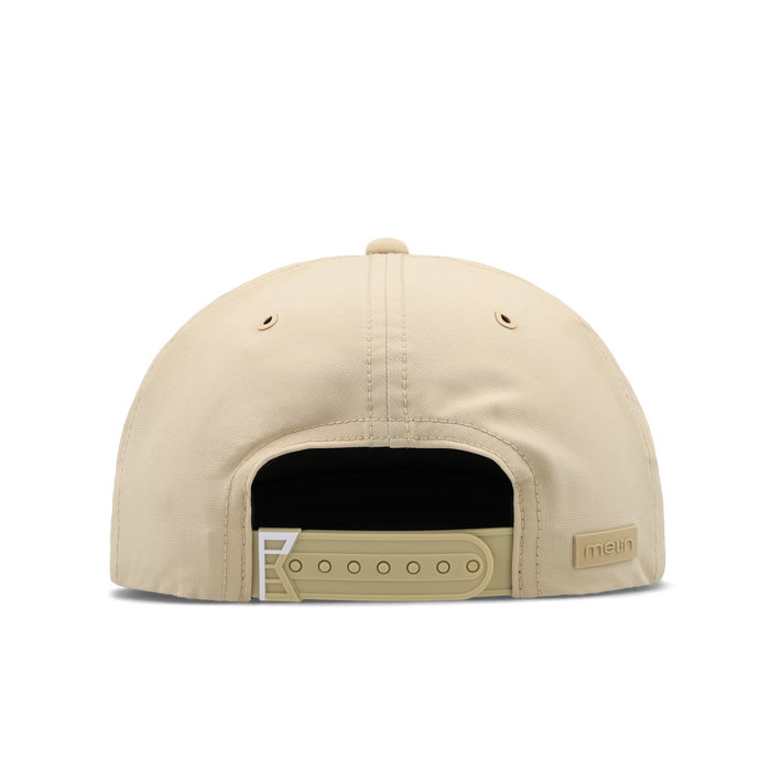 The back view of the melin Split Crushed Fit Coronado Links Hydro hat in khaki