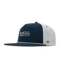 The front, angled view of the melin Coronado Links Drive Hydro  Split Crushed Fit in  Navy / White