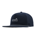 The angled view of the melin Split Crushed Fit Coronado Links Hydro hat in navy
