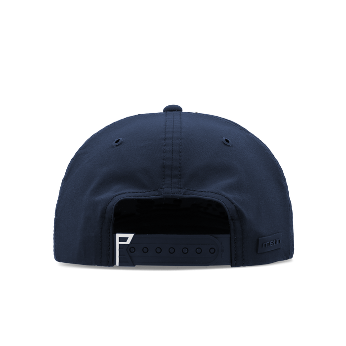 The back view of the melin Split Crushed Fit Coronado Links Hydro hat in navy