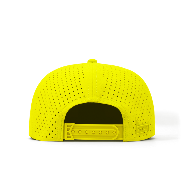 The back view of the melin Split Crushed Fit Coronado Links Hydro  in  Neon Yellow
