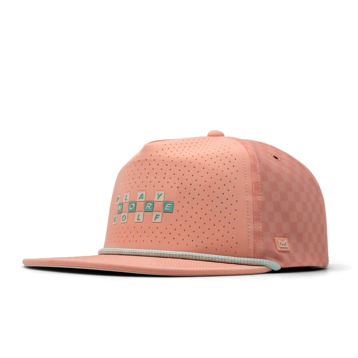 The front, angled view of the melin Coronado Links Hydro  Split Crushed Fit in  Peach Nectar