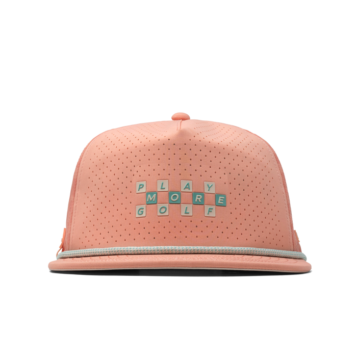 The front view of the melin Coronado Links Hydro  Split Crushed Fit in  Peach Nectar