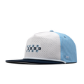 The front, angled view of the melin Coronado Links Hydro  Split Crushed Fit in Sky Blue / White