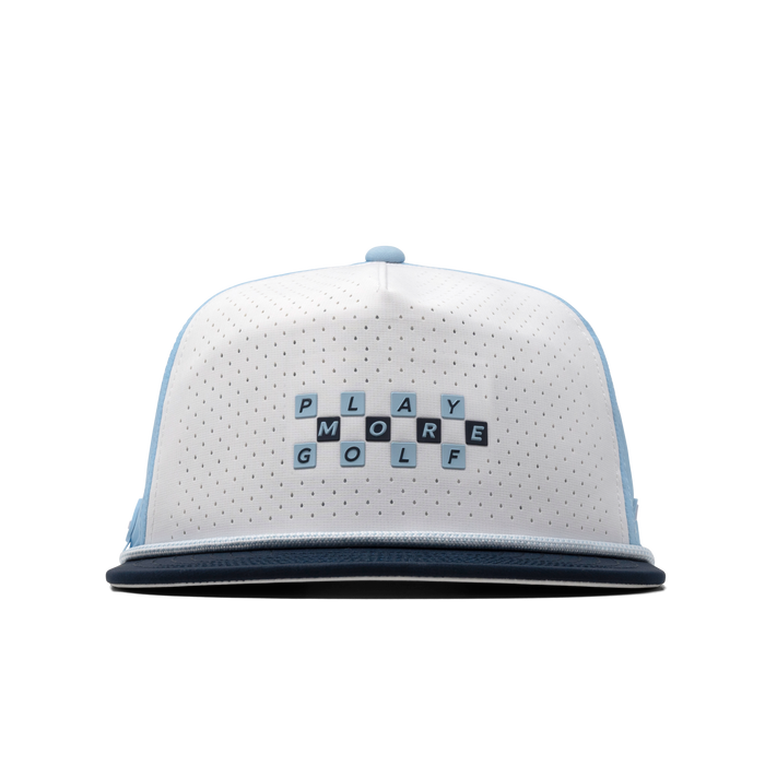 The front view of the melin Coronado Links Hydro  Split Crushed Fit in Sky Blue / White