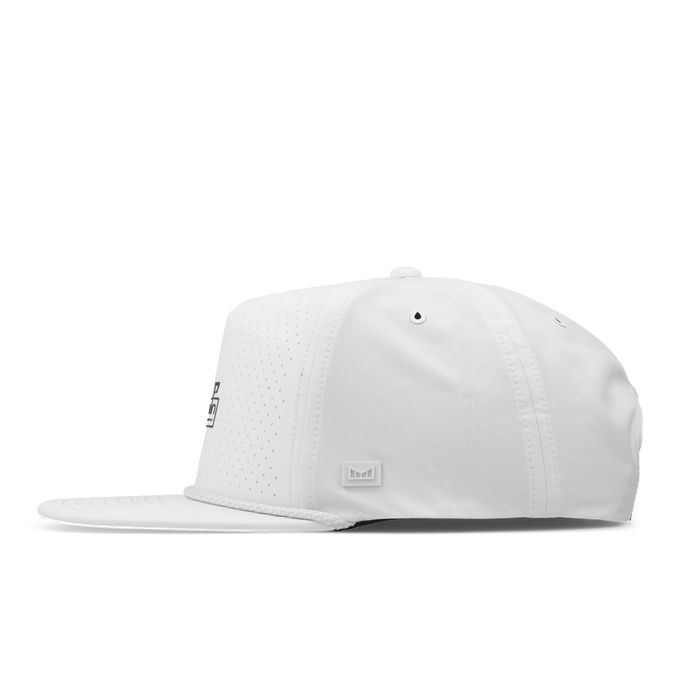 The side view of the melin Split Crushed Fit Coronado Links Hydro hat in white