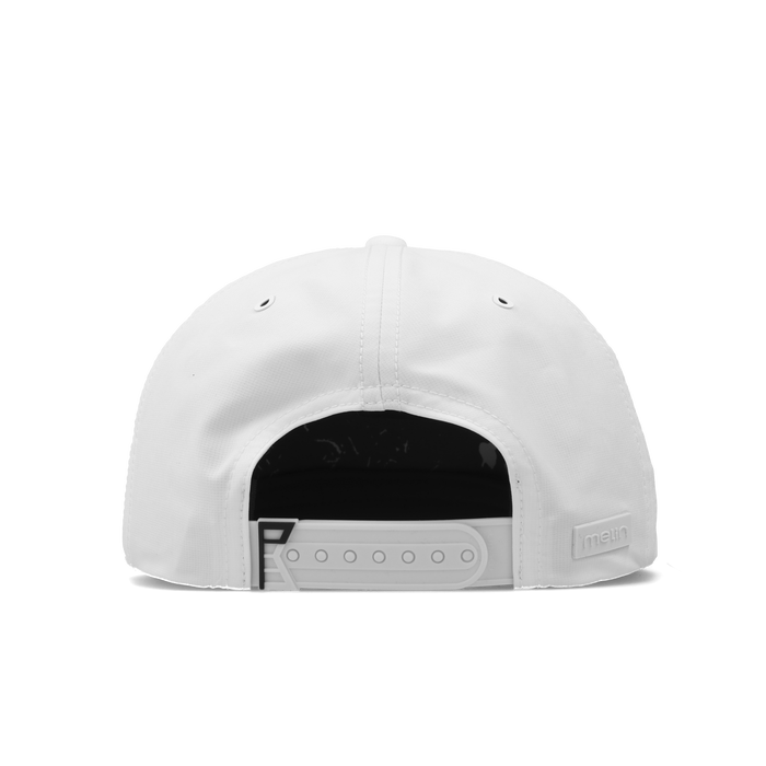 The back view of the melin Split Crushed Fit Coronado Links Hydro hat in white