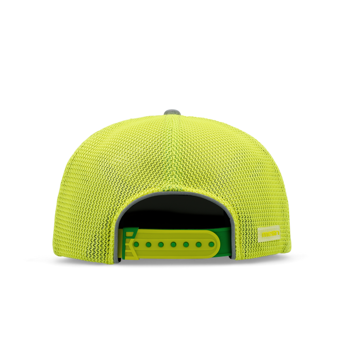 The back view of the melin Coronado Links Trashed Hydro  Split Crushed Fit in  Safety Green