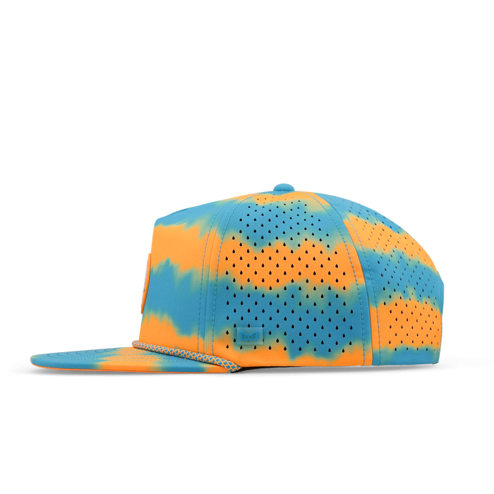 Melin Split Crushed Fit Coronado Neon Tie Dye Hydro Hat in Turquoise