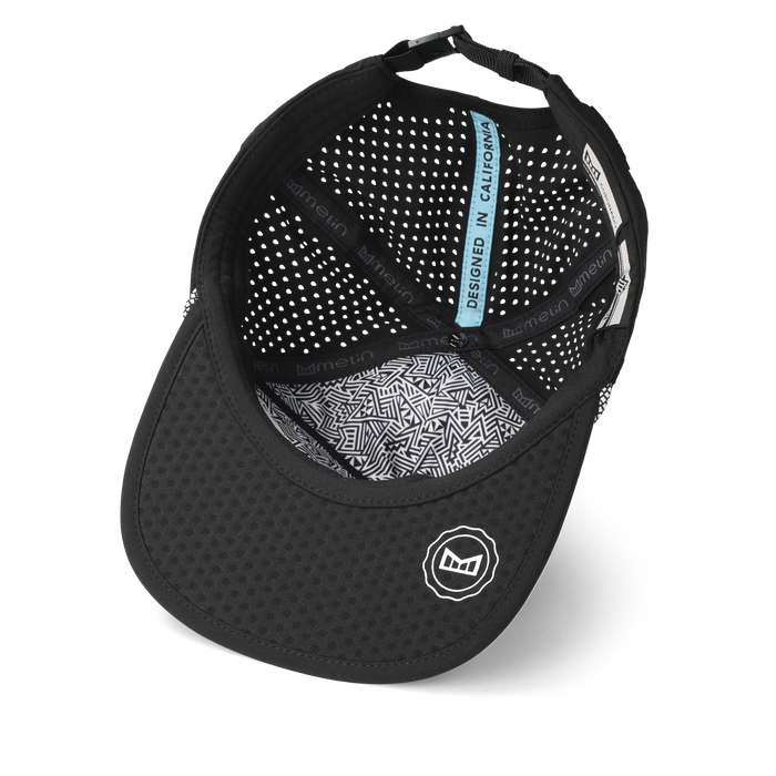 The inside view of the melin Split Crushed Fit Coronado Packable Hydro hat in black