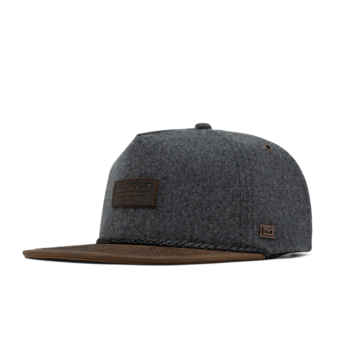 The front, angled view of the melin Coronado Scout Thermal  Split Crushed Fit in  Heather Grey
