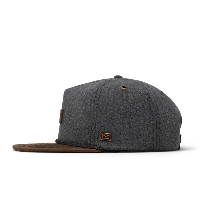 The side view of the melin Coronado Scout Thermal  Split Crushed Fit in  Heather Grey
