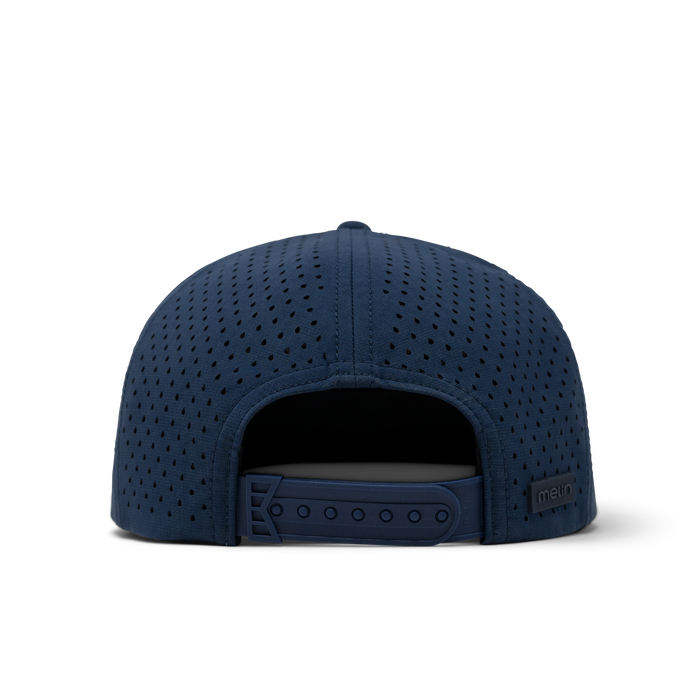 The back view of the melin Coronado Shield Hydro  Split Crushed Fit in  Navy
