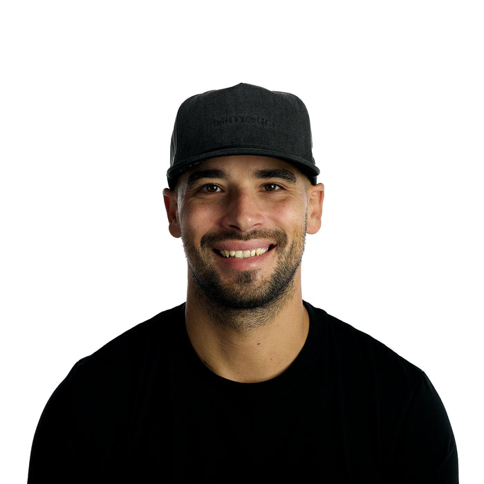 The model-image of the Melin Split Fit Coronado Thermal hat in Black Denim