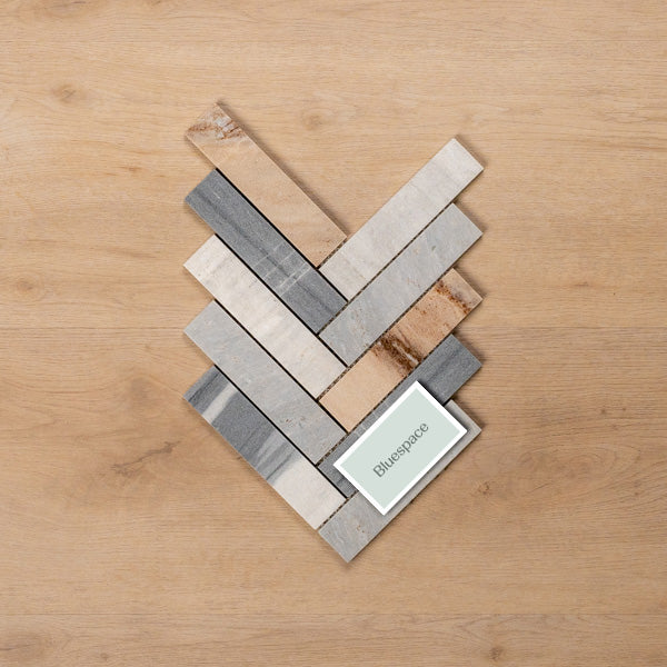 Cottesloe Blue Sandstone Herringbone Honed Marble Mosaic Tile 35x150mm - The Blue Space