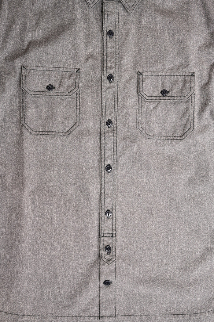 COTTON BLACK SHAMBRAY WORK SHIRT - BLACK