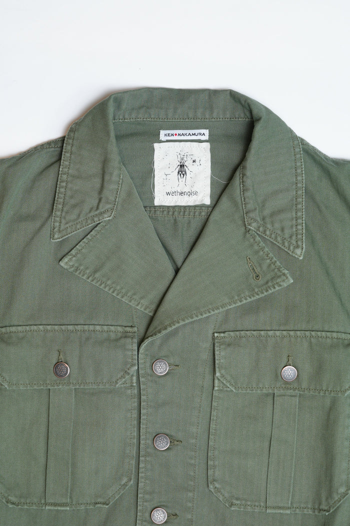 COTTON HBT WW2 US 1ST PATTERN JACKET WITH STENCIL - GREEN