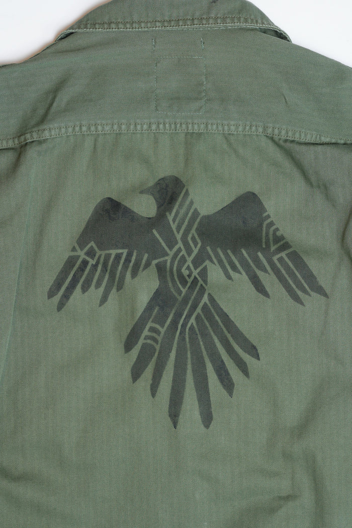 COTTON HBT WW2 US 1ST PATTERN JACKET WITH STENCIL - GREEN