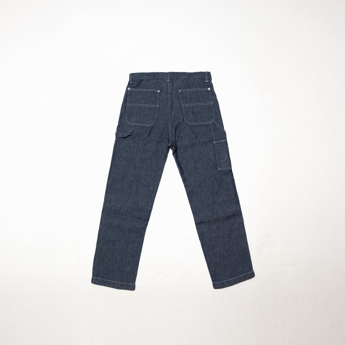 COTTON LINEN DOUBLE KNEE CARPENTER PANTS - INDIGO