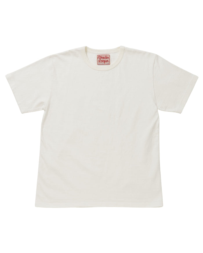 CREWNECK T-SHIRT - ELS RECYCLED COTTON SLUB  - WHITE