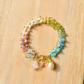 Crown Flower Bracelet with Natural Gemstones | Handmade Brass Bracelet by Hinkik Jewelry