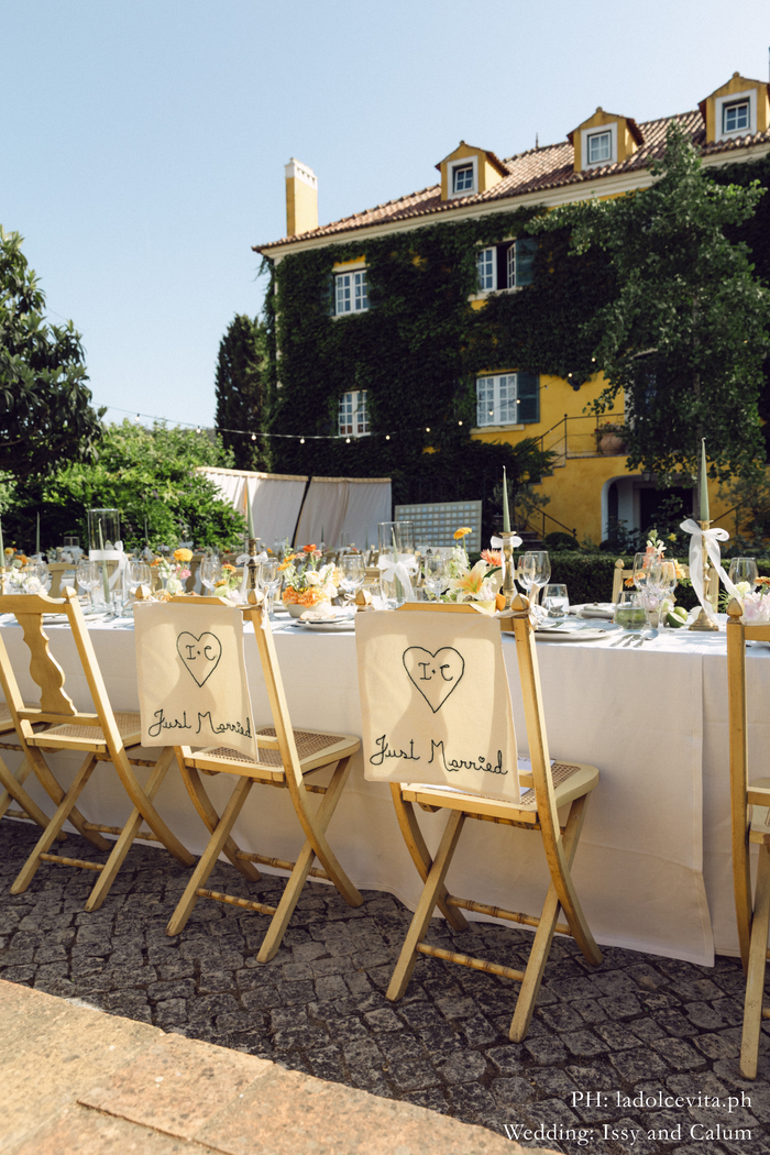 Custom Embroidered Wedding Chair Signs for Bride and Groom
