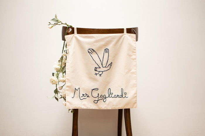 Custom Embroidered Wedding Chair Signs for Bride and Groom