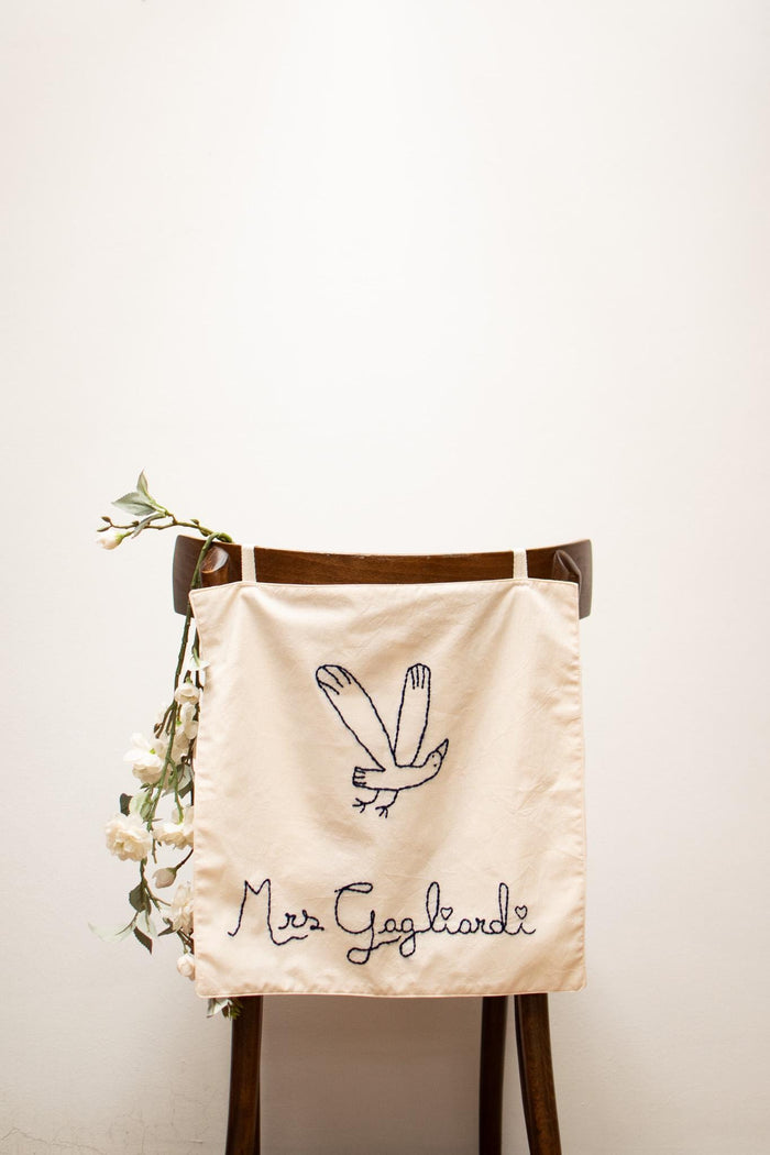 Custom Embroidered Wedding Chair Signs for Bride and Groom
