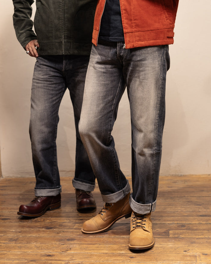 D1891UB USED Washed Regular Straight Jeans - USED BLACK