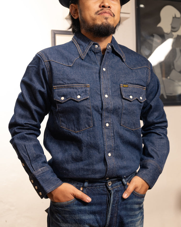 D5701 Natural indigo denim western shirt - INDIGO