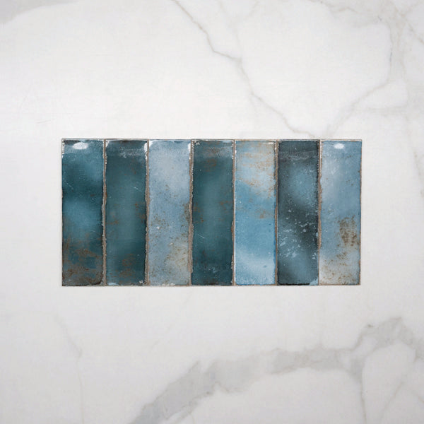 Dark Blue Leon Spanish Subway Tile Gloss 69 x 240mm Ceramic