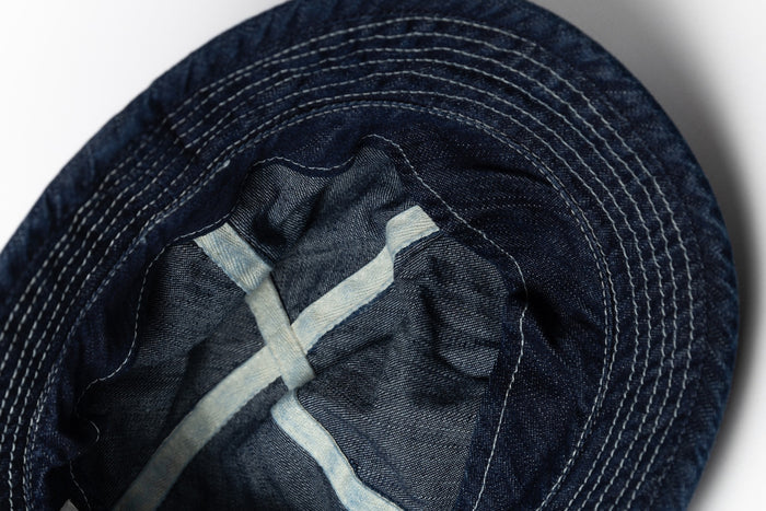 DENIM 4PANEL DAISY HAT - INDIGO