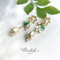 Dok Rak &amp; Orange Blossom Earrings | White Enamel &amp; Real Pearl Handmade Jewelry