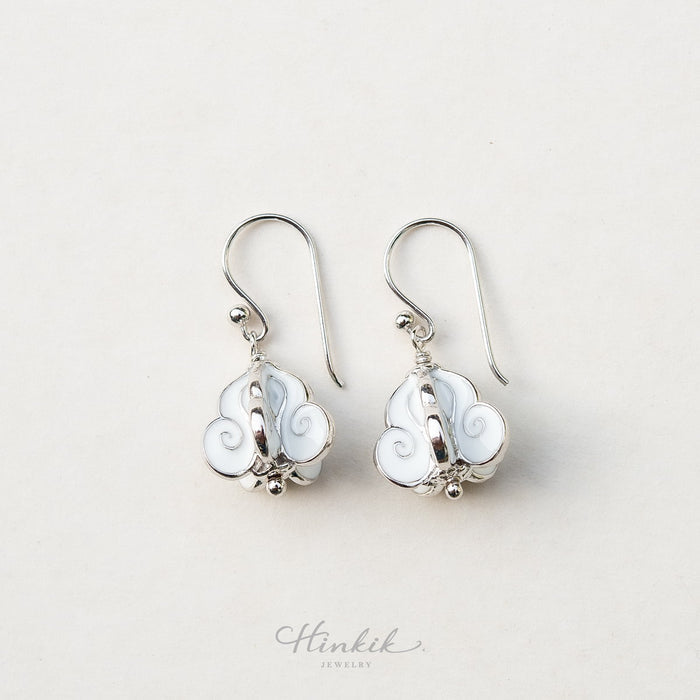 Dok Ruk (Crown Flower) Earrings (Rhodium Plated) | Hinkik Jewelry