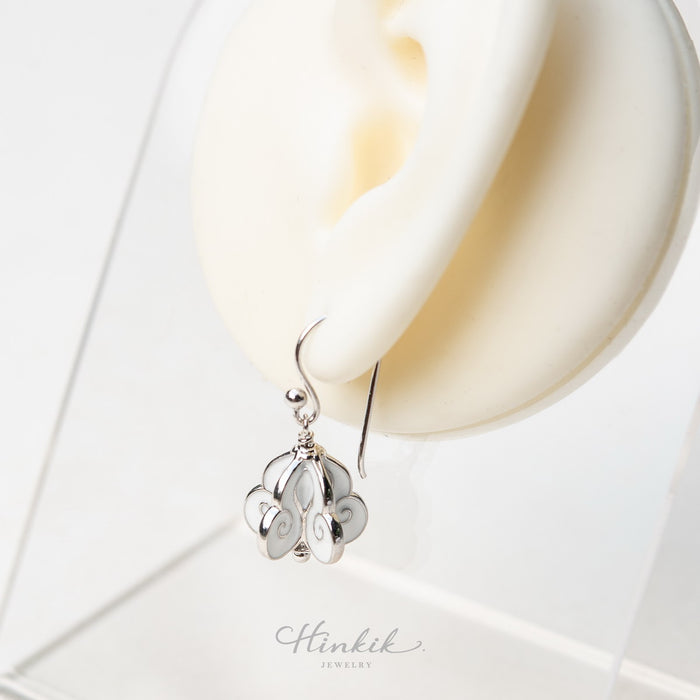 Dok Ruk (Crown Flower) Earrings (Rhodium Plated) | Hinkik Jewelry