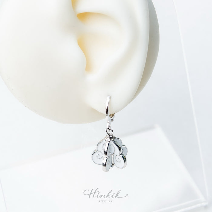 Dok Ruk (Crown Flower) Earrings (Rhodium Plated) | Hinkik Jewelry