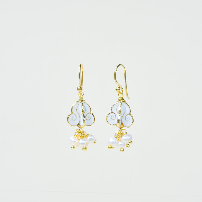 Dok Ruk Earrings with Tiny Pearl Tassels
