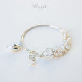Dokrak Mali Silver Bracelet Pearl Half Circle Thai Style Floral Garland 925 Silver