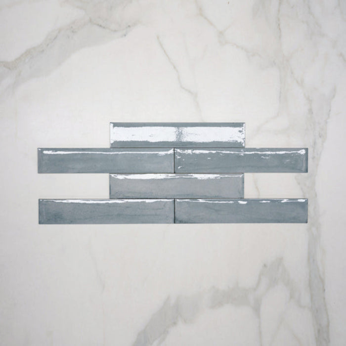 Pattern No Hand Dove Grey Theo Subway Tile 75 x 400mm Italian Porcelain  - The Blue Space