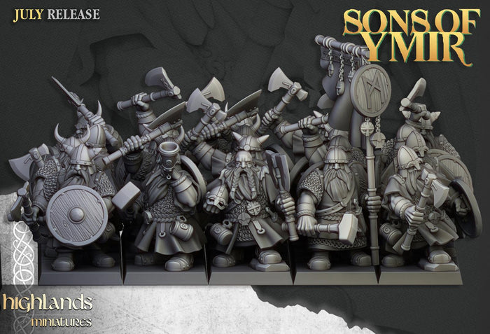 Dwarf Warriors with Shields - Highlands Miniatures