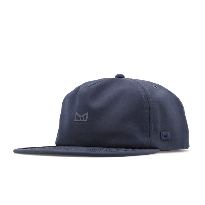 The front, angled view of the melin Eagle Hydro  Split Crushed Fit in  Navy