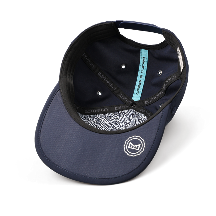 The inside view of the melin Eagle Hydro  Split Crushed Fit in  Navy