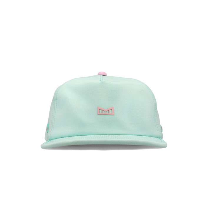 The frontal view of the melin Split Crushed Fit Eagle Hydro hat in south beach